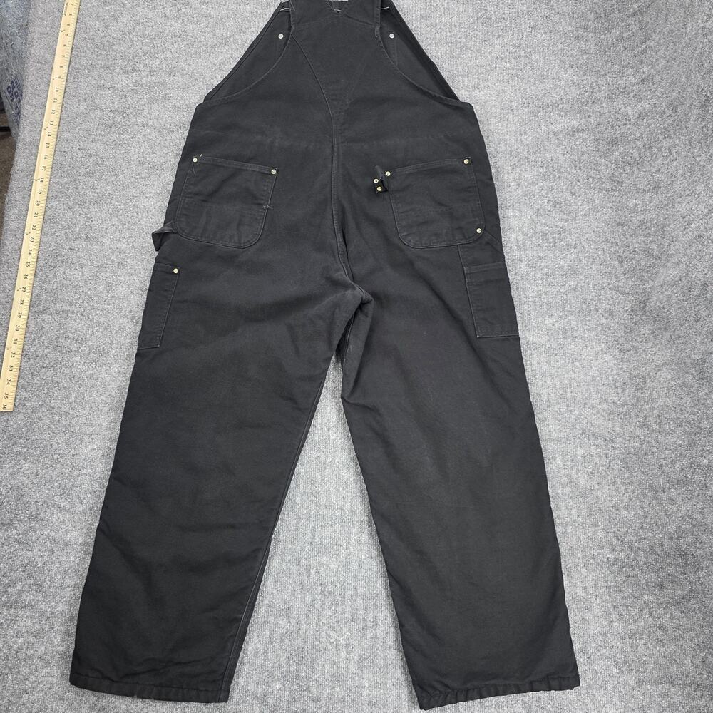 Carhartt Bib Overalls Mens 46x30 Black Duck Insulated Double Knee USA R02 BLK - Picture 4 of 16